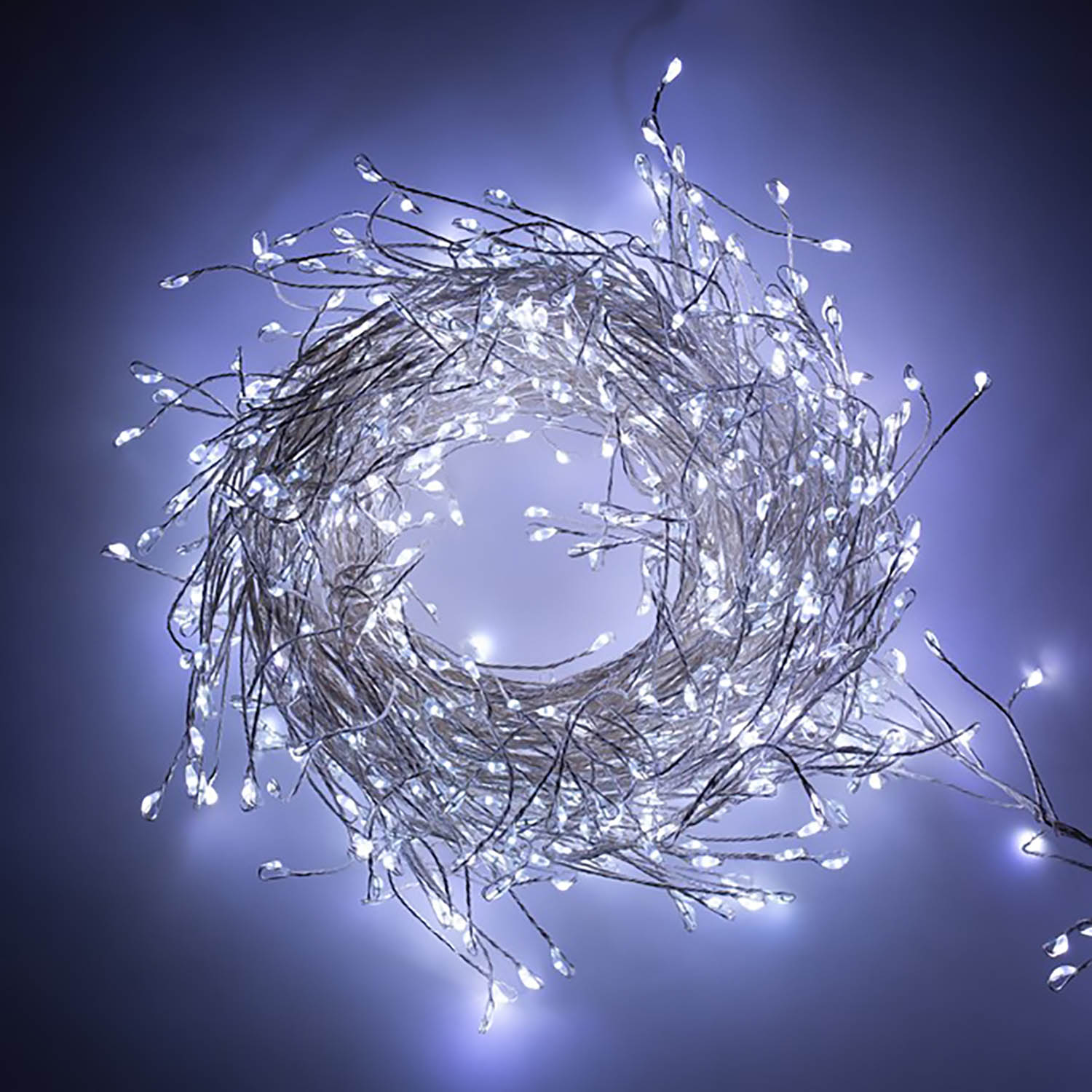 5.6M Silver White LED Christmas Cluster String Lights