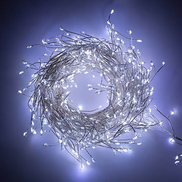 8M Silver White LED Christmas Cluster String Lights