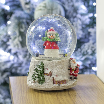 Wind Up Musical Snowman Santa Claus Snow Globe Decoration