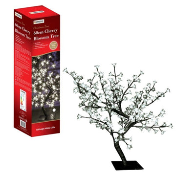 60cm 128 White LED Lights Blossom Christmas Tree Ornament