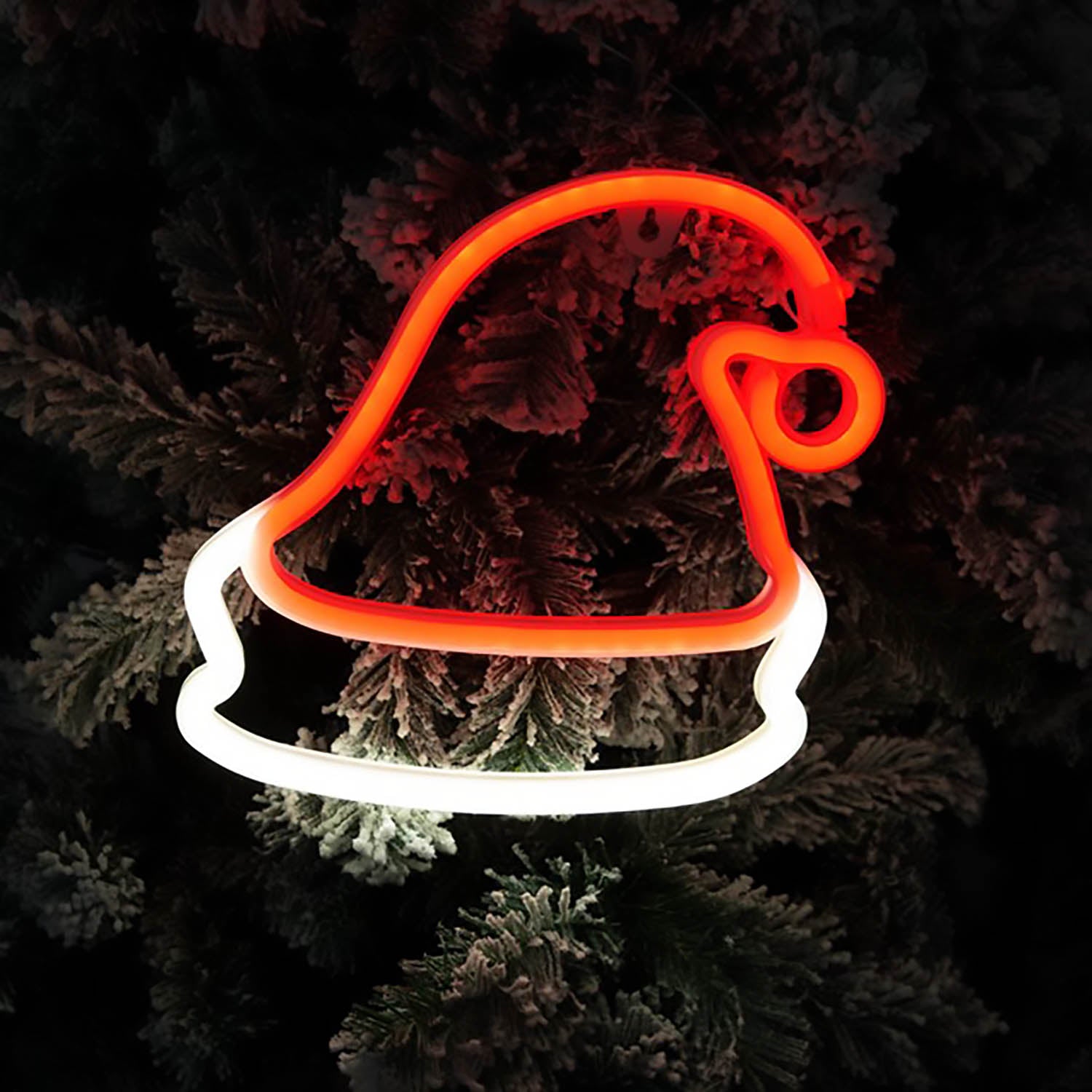 LED Neon Hanging Christmas Hat Lighted Lantern