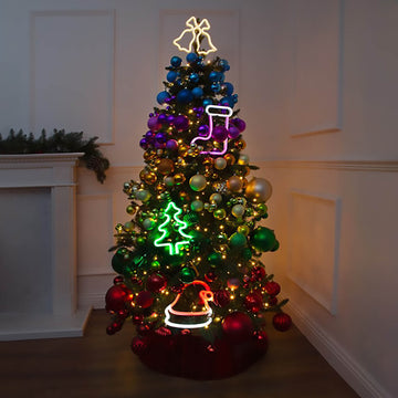 LED Neon Hanging Christmas Stocking Lighted Lantern