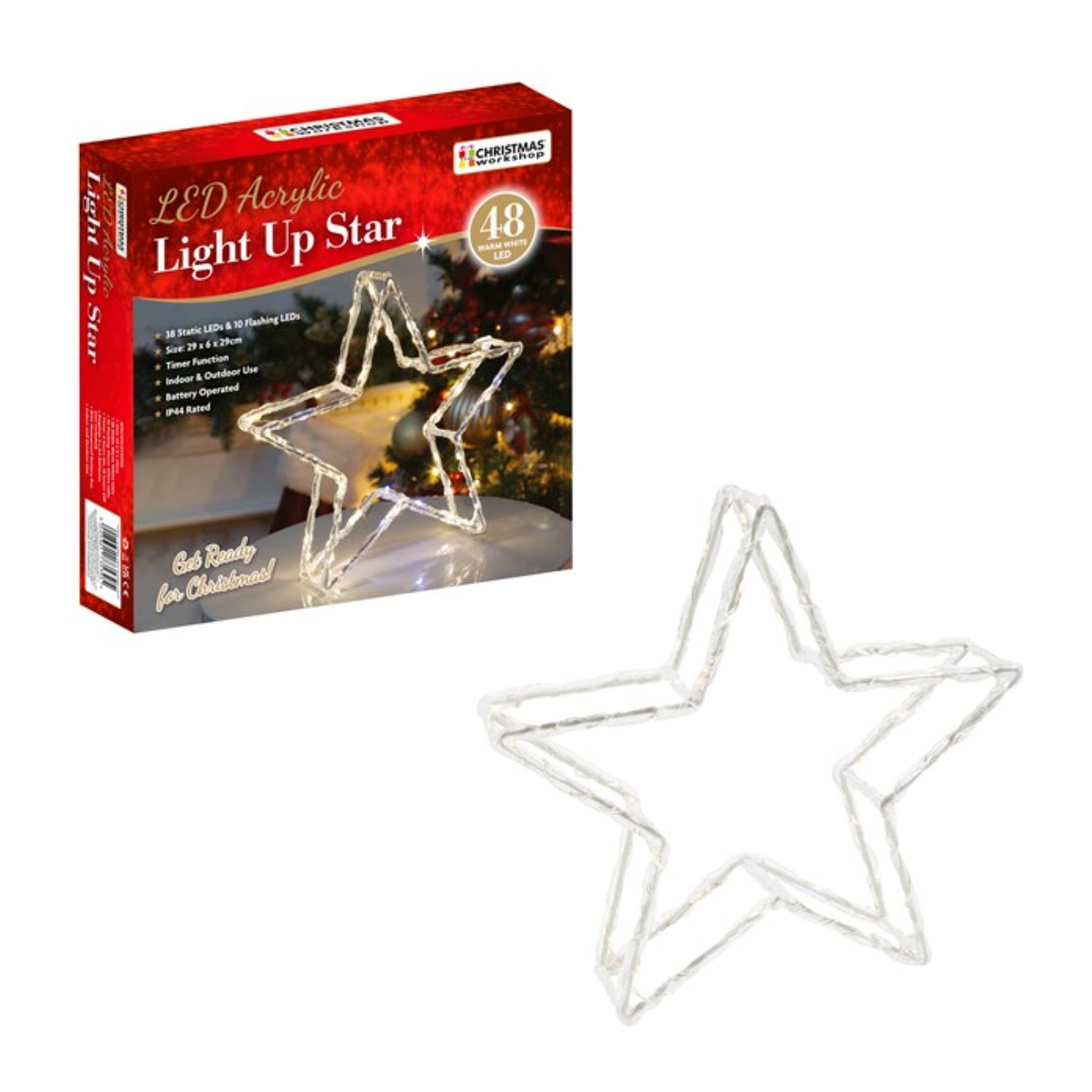 Star Design Warm White LED Christmas Acrylic Lights