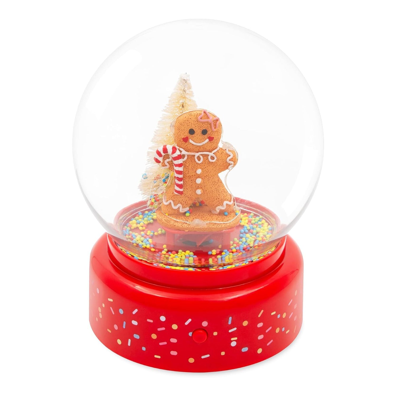 Christmas Snow Globe Gingerbread Man Musical LED Battery Operated Ornament