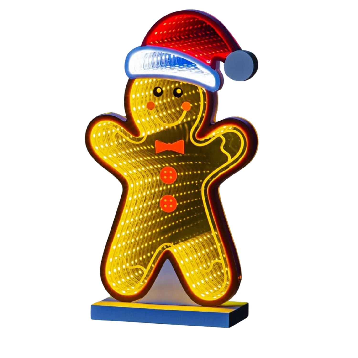 Christmas USB Operated Warm White Gingerbread Man LED Infinity Mirror Light