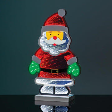 Christmas USB Operated Warm White Santa LED Infinity Mirror Light
