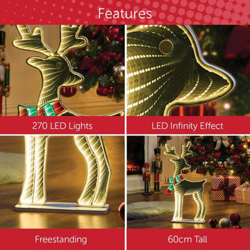 60cm Double Sided Reindeer LED Infinity Mirror Light