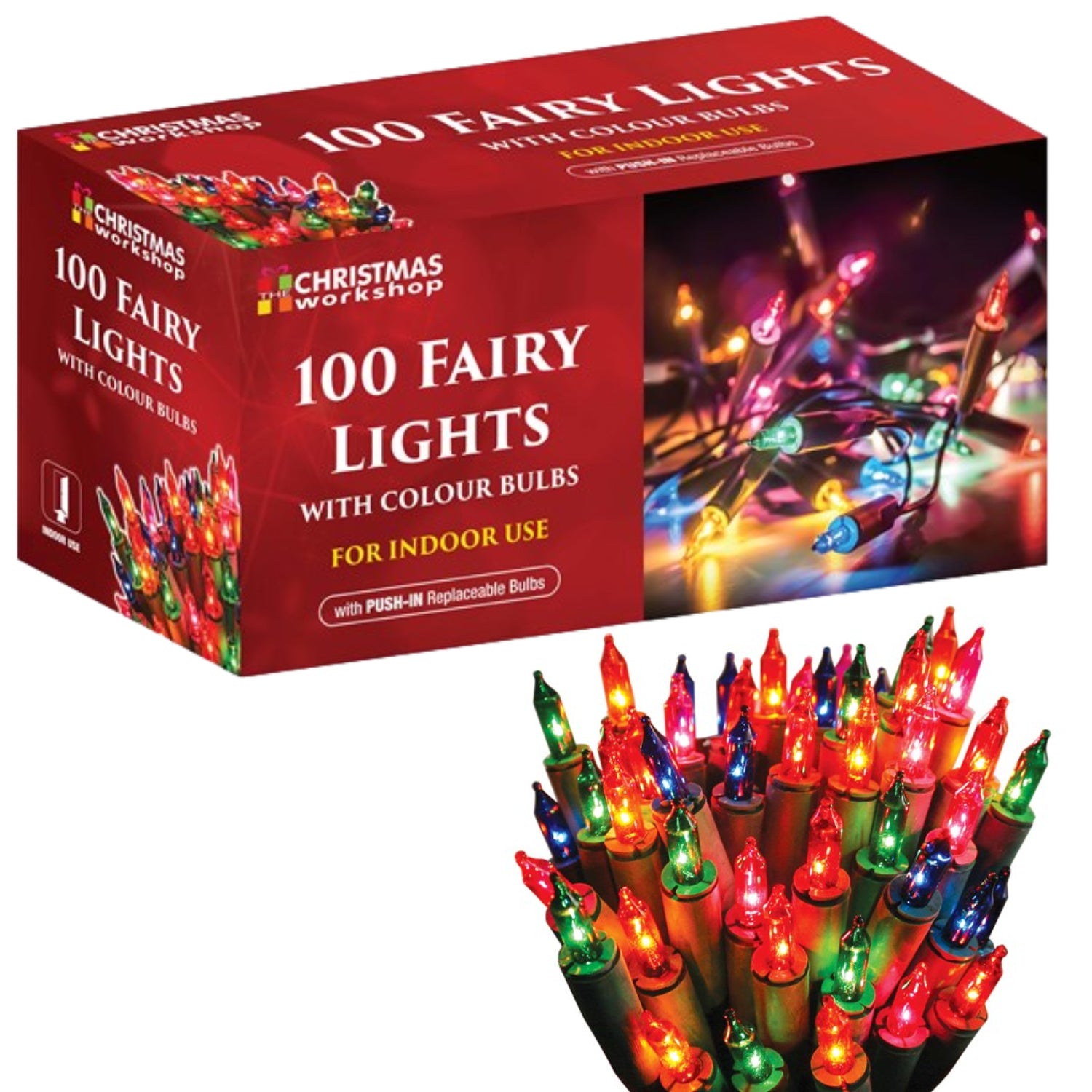 100 Multi Colour Christmas Fairy Lights Replaceable Bulbs