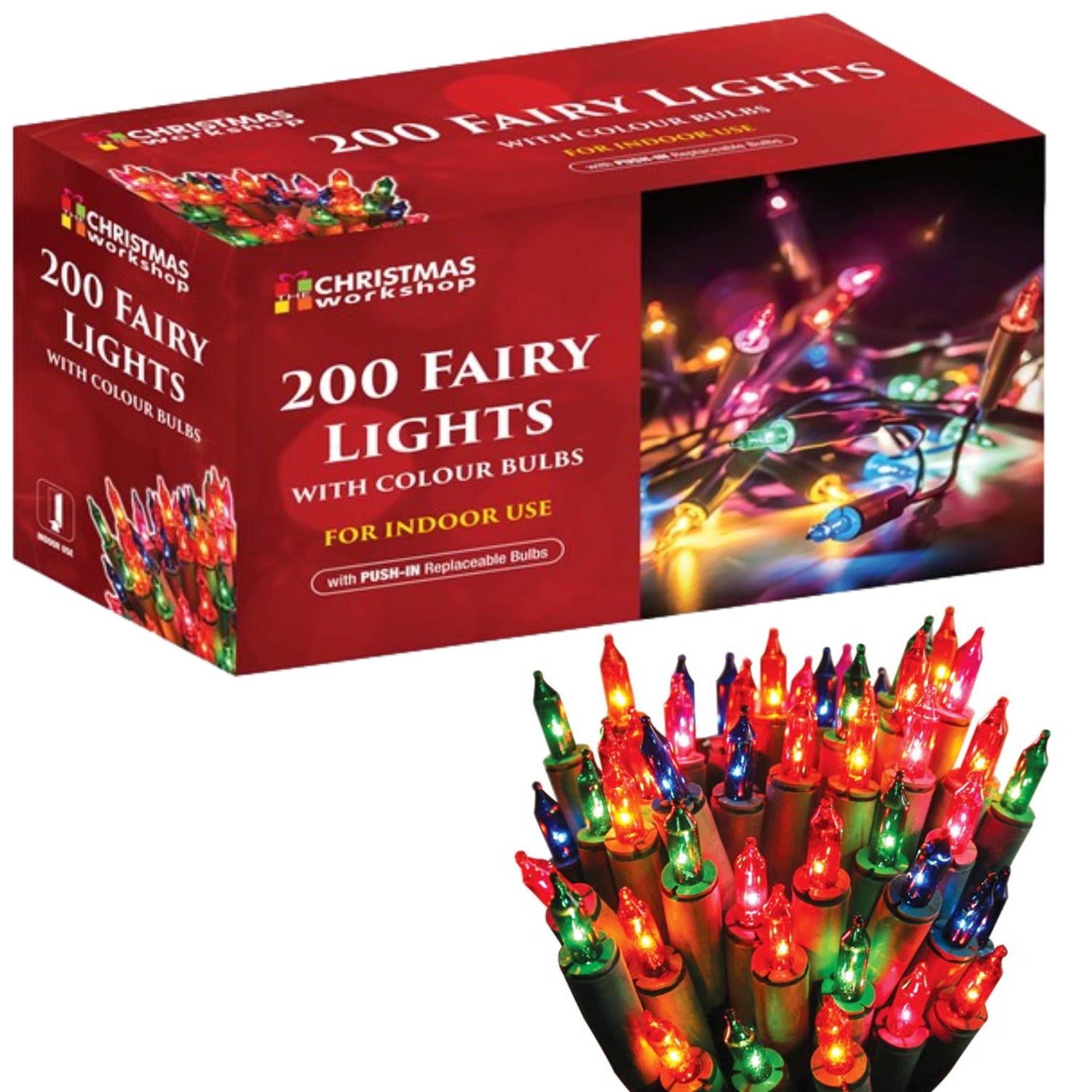 200 Multi Colour Christmas Fairy Lights Replaceable Bulbs