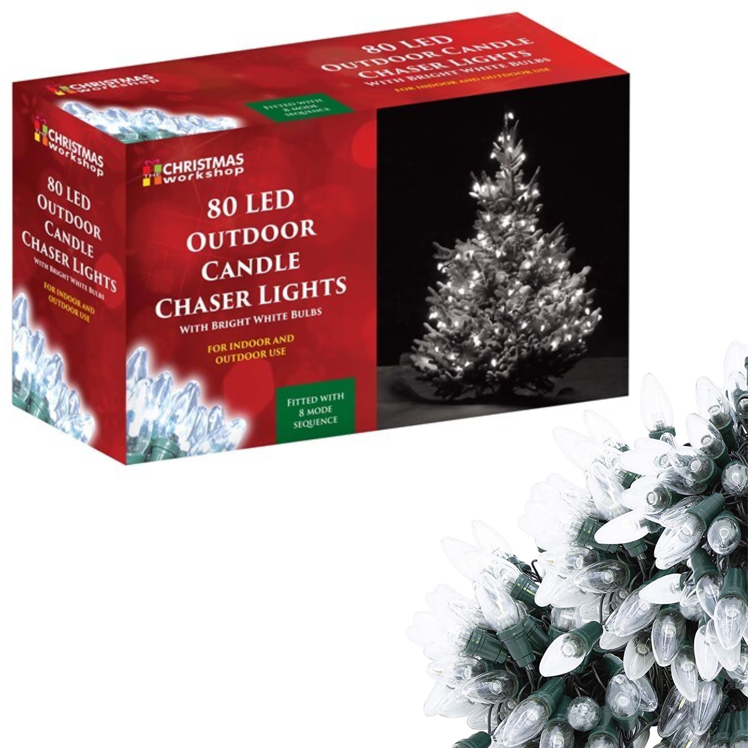80 LED Outdoor Candle Chaser White Bright Garden Lights