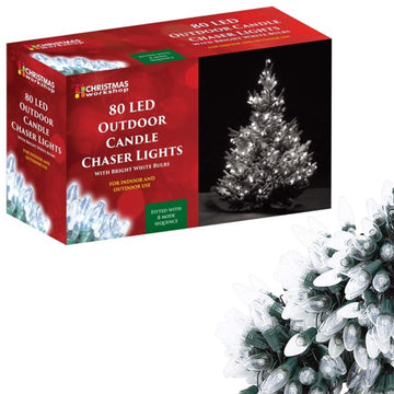 80 LED Outdoor Candle Chaser White Bright Garden Lights