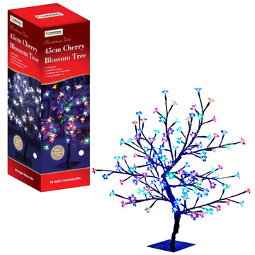 45cm Cherry Blossom Christmas Tree with 48 Colourful LED Lights
