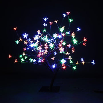 60cm Cherry Blossom Christmas Tree with 128 Colourful LED Lights