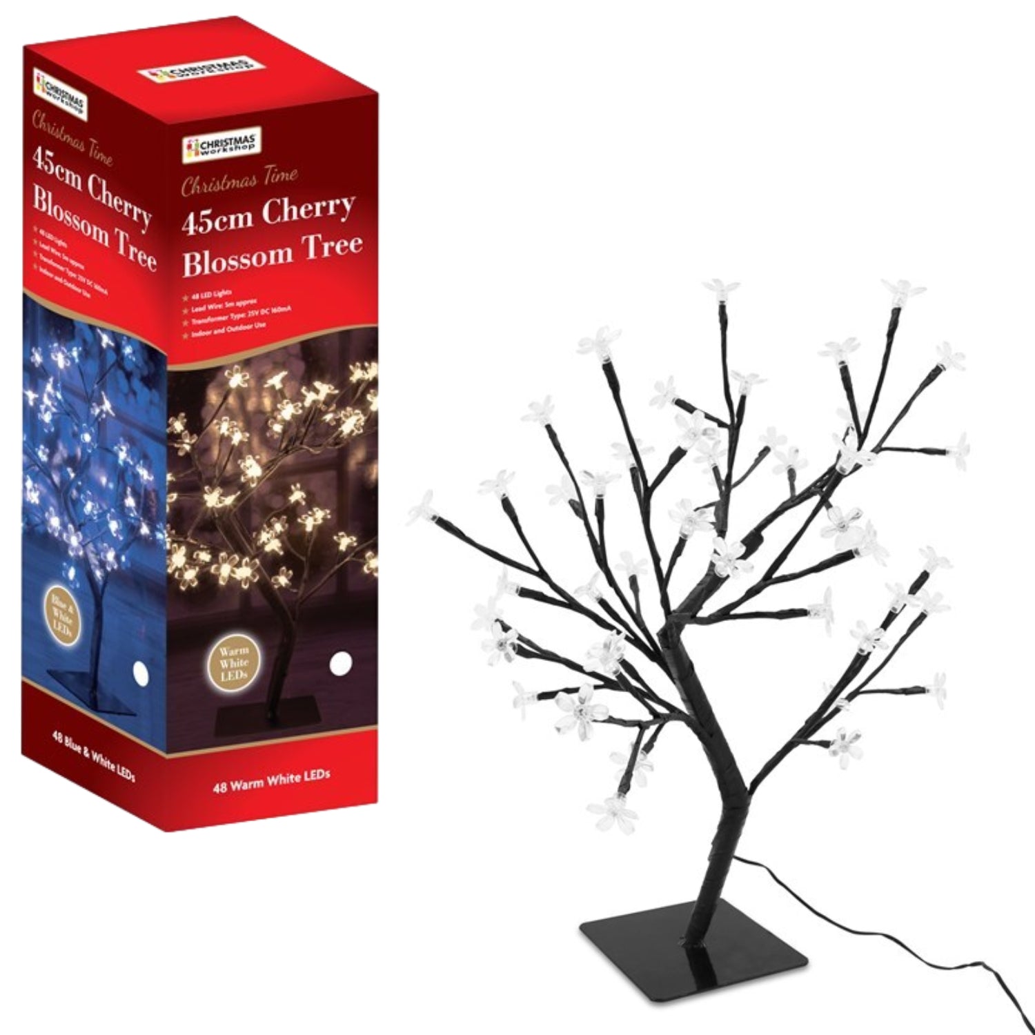 45cm Blossom Christmas Tree with 48 Warm White LED Lights