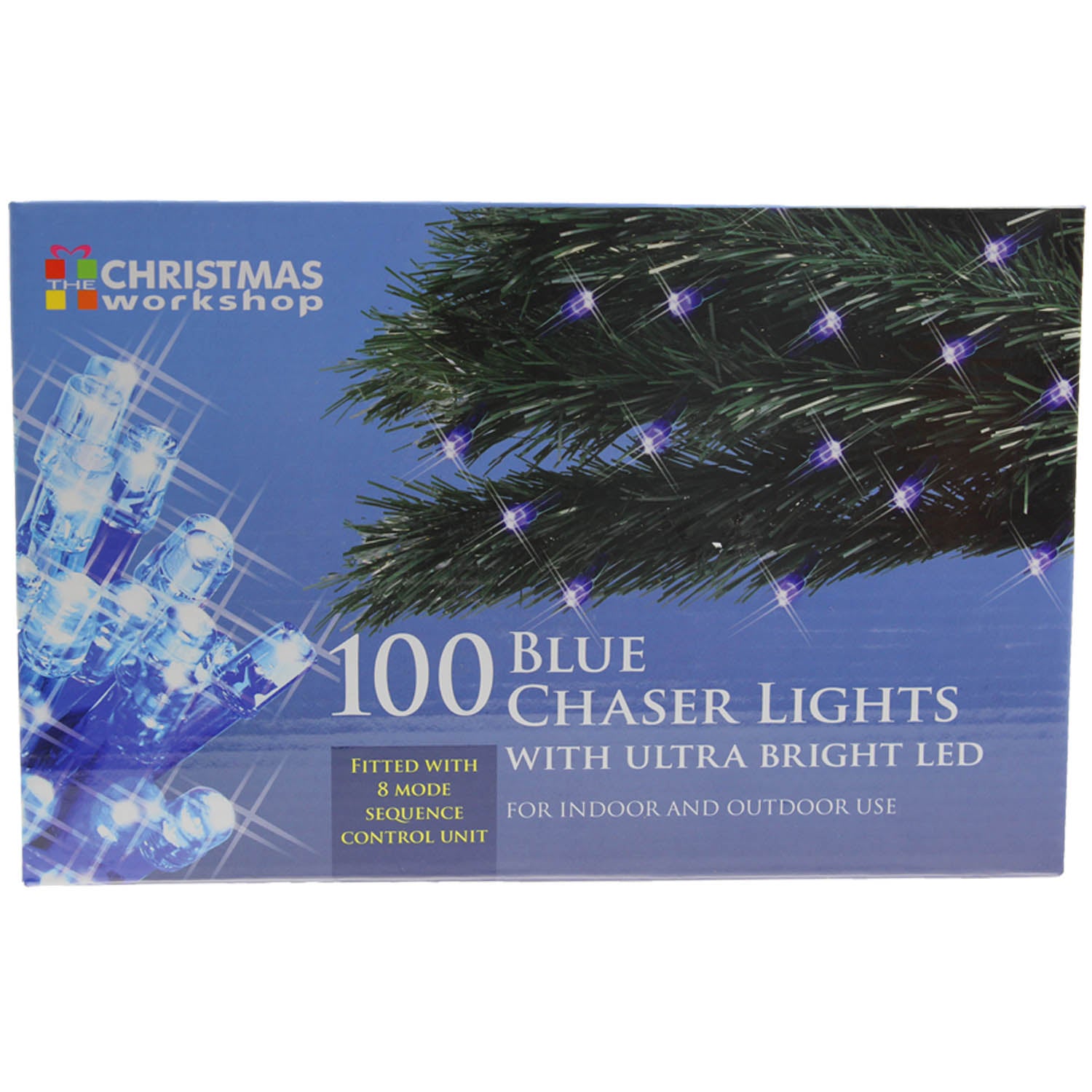 100 Blue Fairy Chaser Ultra Bright LED Christmas Lights Decoration