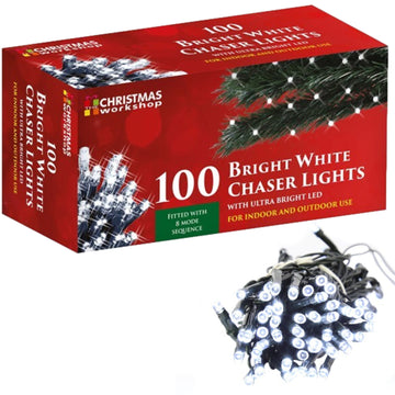 100 LED White Chaser Christmas Fairy Lights
