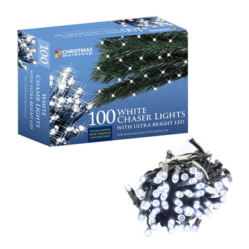 100 LED White Chaser Christmas Fairy Lights