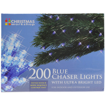 200 Blue Chaser Ultra Bright LED Christmas Lights
