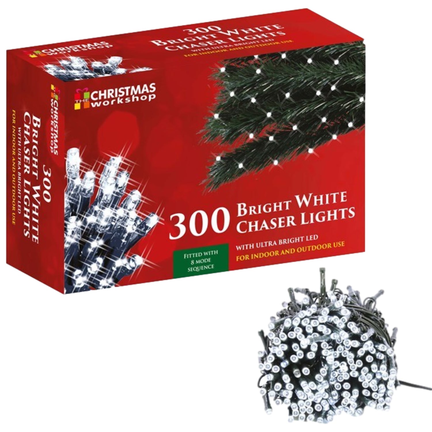 300 LED White Chaser String Fairy Lights Christmas Party New