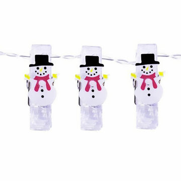 10 Warm White LED Christmas Peg Snowman Lights