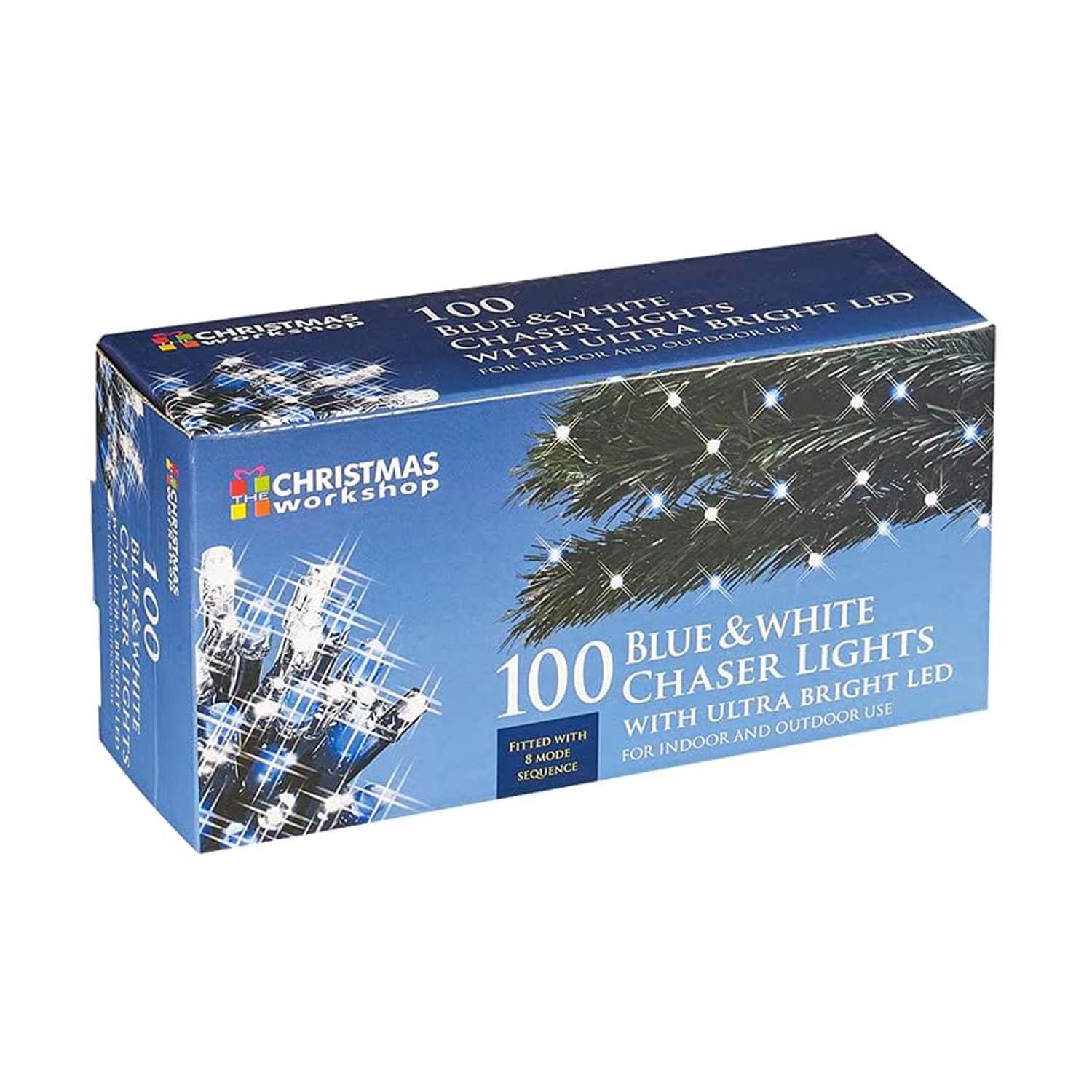 100 Blue White Chaser Christmas Lights With Ultra Bright LED