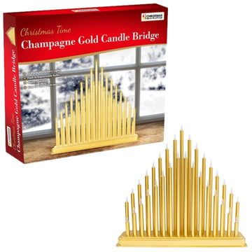 33 Champagne White Gold Christmas Candle Bridge