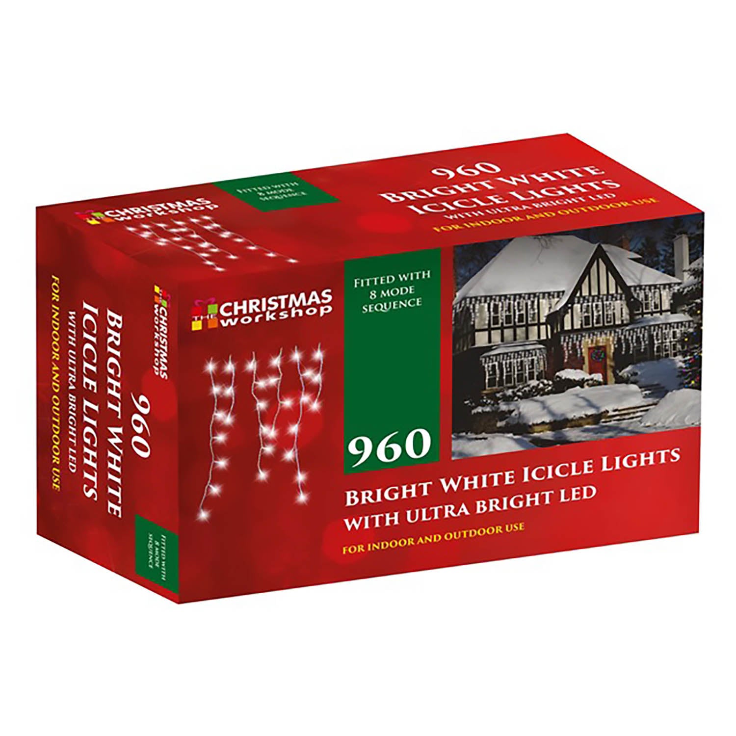 960 LED White Icicle Christmas Lights