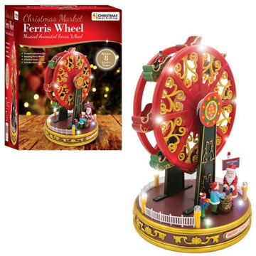 Animated Rotating Red Ferris Wheel