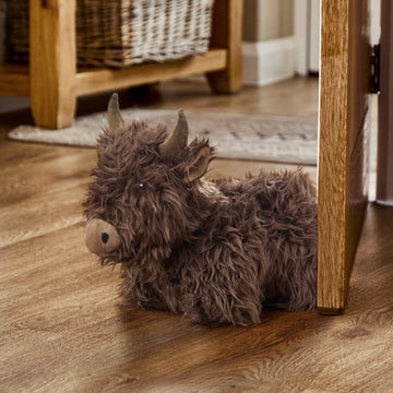 Highland Cow Weighted Door Stop | Plush Farmhouse Home Decor