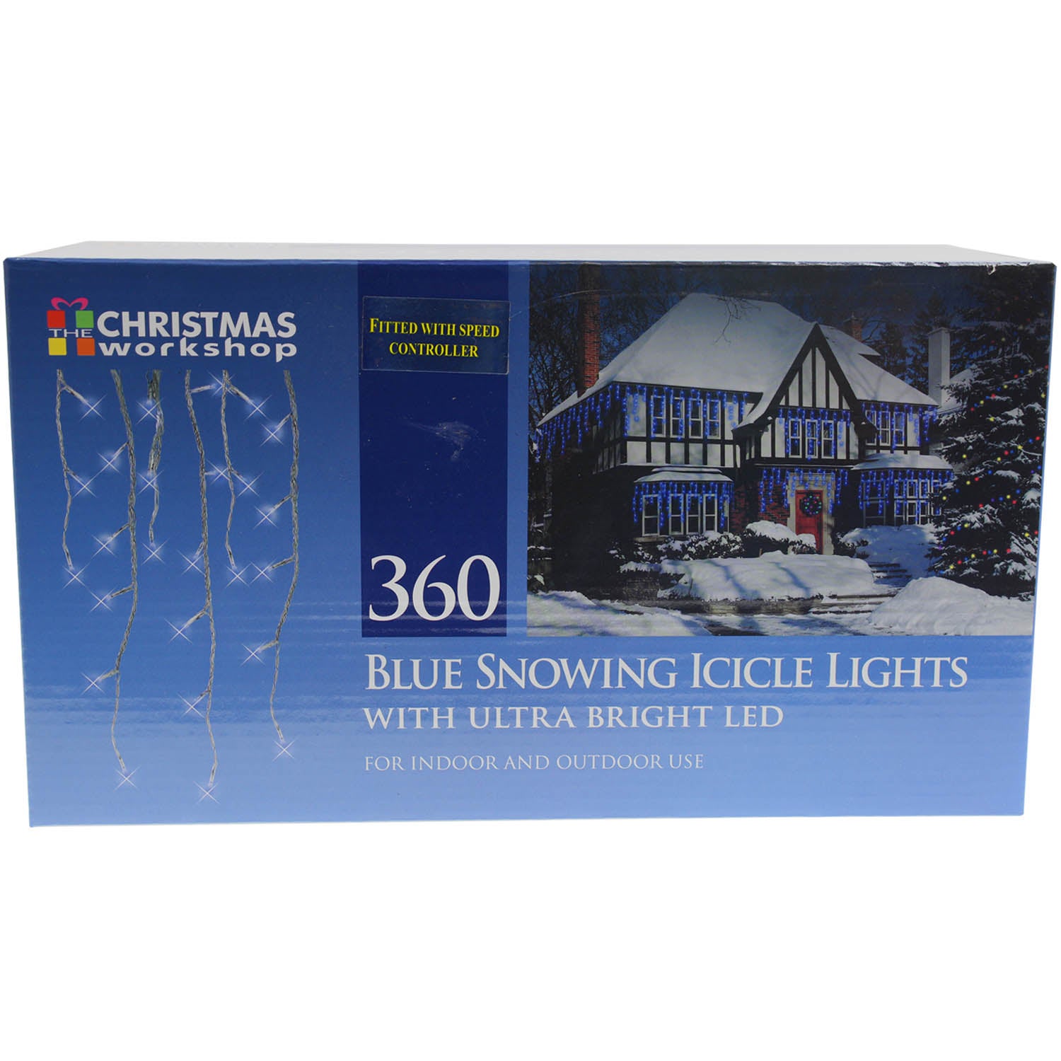 360 Blue Snowing Icicle Christmas Lights Ultra Bright LED