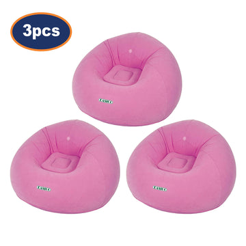 3Pcs Avenli Pink Inflatable Flocked Lounger Chair