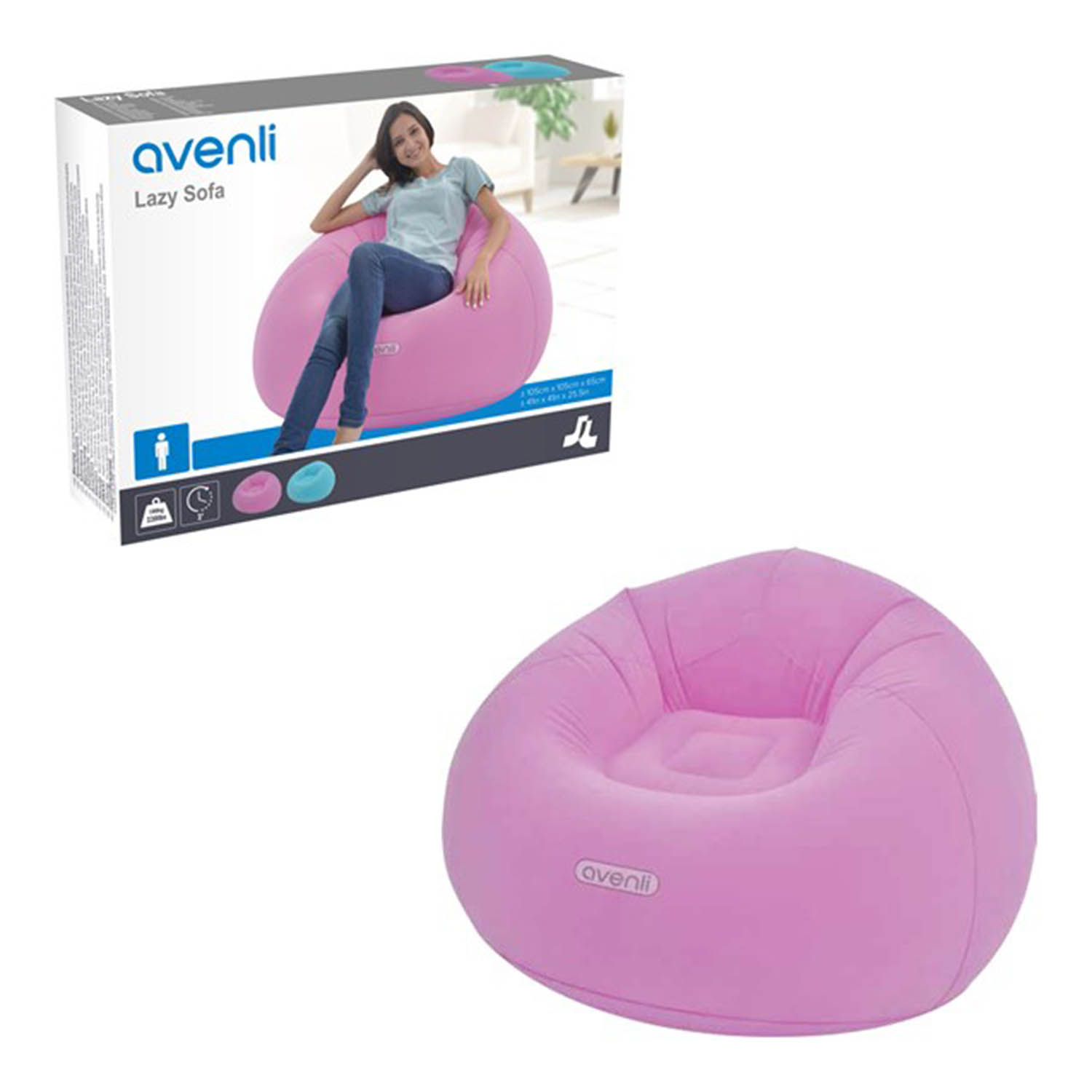 Pink Inflatable Flocked Lounger Chair