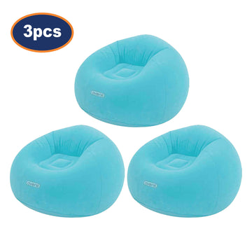 3Pcs Avenli Blue Inflatable Flocked Lounger Chair