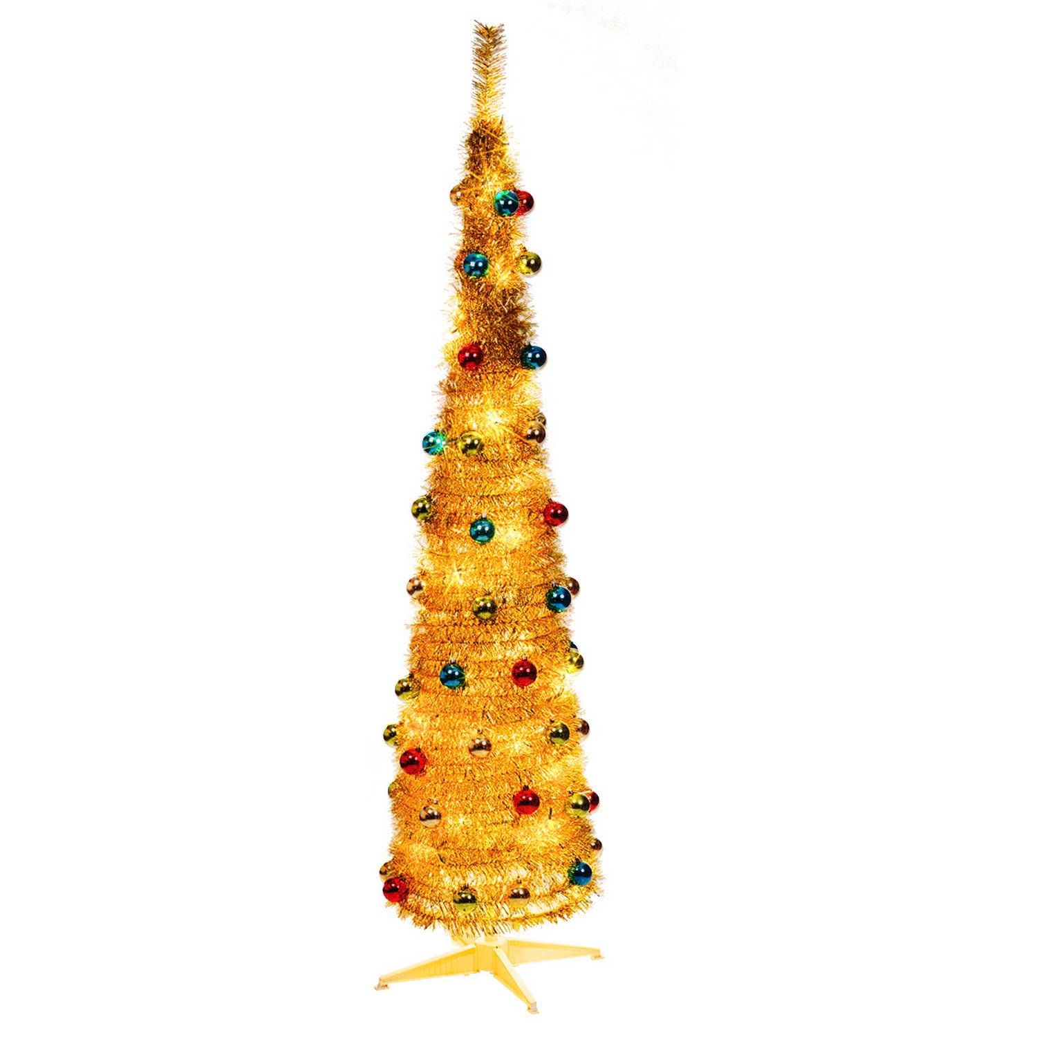 6ft Pop-up Gold Christmas Tree With 60 White LED Decorations