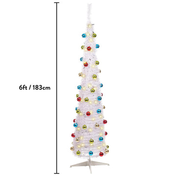 6ft Pop-up White Indoor Christmas Tree With Decorations