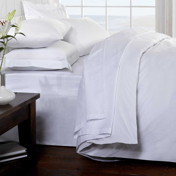 Flat Sheet 100% Cotton Percale 200 Thread Count Fade Resistant, Super King, White