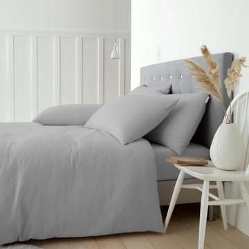 Catherine Lansfield Brushed Cotton Duvet Cover Set, King, Grey