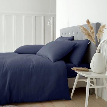 Catherine Lansfield Brushed Cotton Duvet Cover Set, King, Navy
