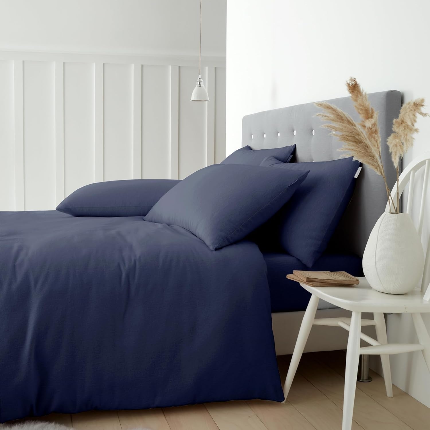 Catherine Lansfield Brushed Cotton Duvet Cover Set, King, Navy