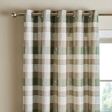 Catherine Lansfield Brushed Cotton Thermal Check Curtains, 46x54