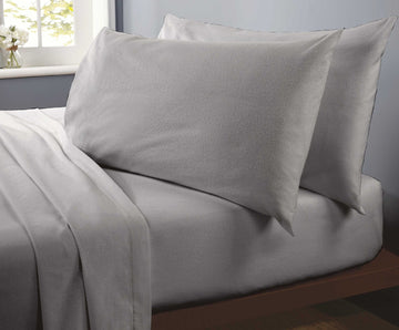 Luxurious and Extra Deep Flannelette Fitted Sheet King Silver Grey