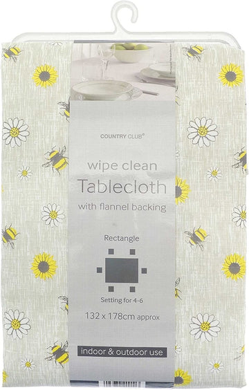 Luxury and Wipe Clean Dining Table Cloth - Bees & Flowers