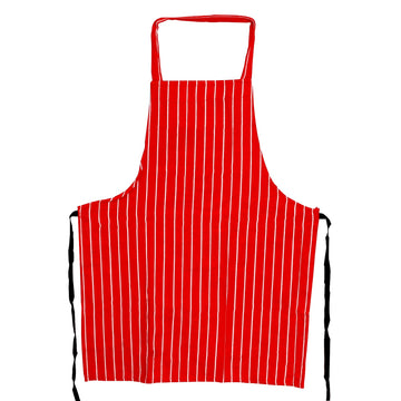 Butcher Stripe Apron 100% Cotton - Red