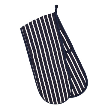 Butcher Stripe Double Oven Gloves, Blue