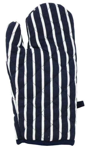 Butcher Stripe Single Oven Glove Mitt - Navy Blue