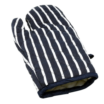 Butcher Stripe Single Oven Glove Mitt - Navy Blue