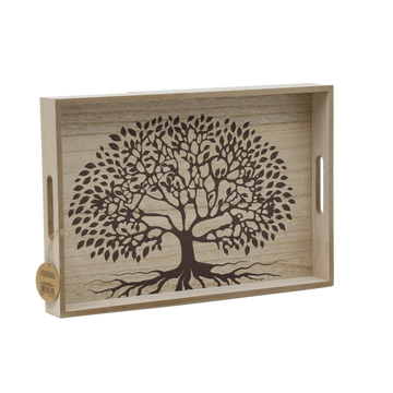 Tree of Life Set of 2 Wooden Serving Trays