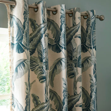 Tropical Jungle Palm Leaves Eyelet Ring Top Curtains 66