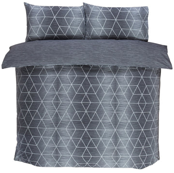 Geometric Calvin Duvet Cover Set King Charcoal Grey Gold