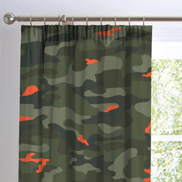 Luxury Army Camouflage Pencil Pleat Lined Ready-Made Pair Curtains 66